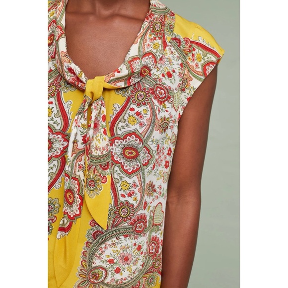 Anthropologie Maeve Scarf-Printed Silk Blouse - Size 4 - Picture 8 of 14